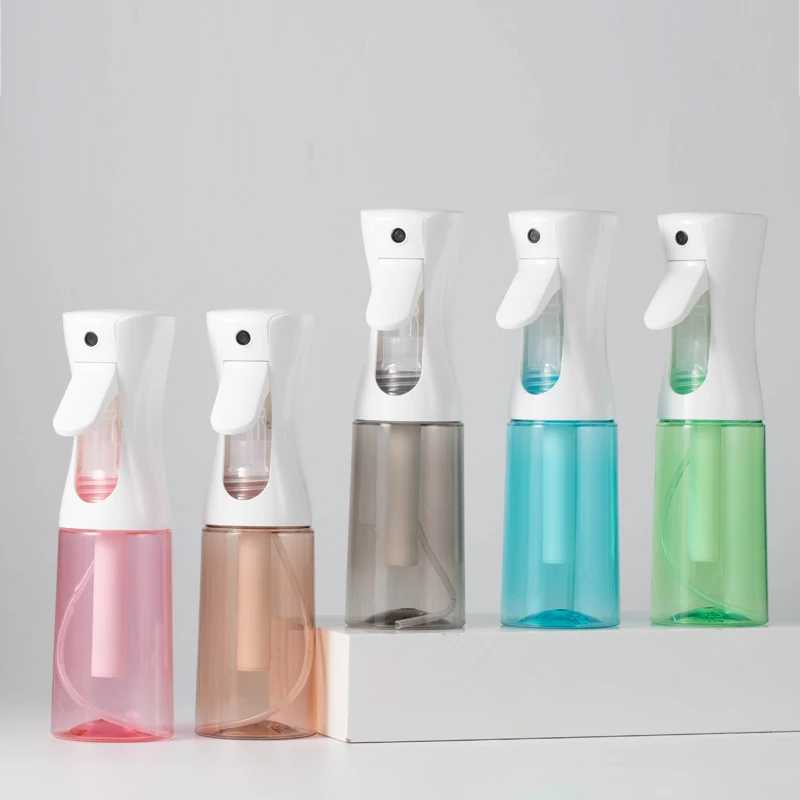 

luxury empty plastic continuous hair spray bottle 200ml 300ml with box custom logo label pattern