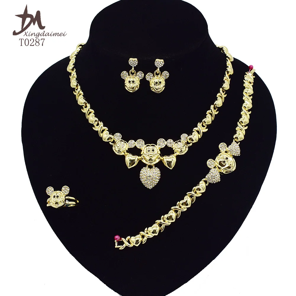 

T0287 Hot sale Adult size Mickey jewelry sets 18K gold-plated jewelry sets women