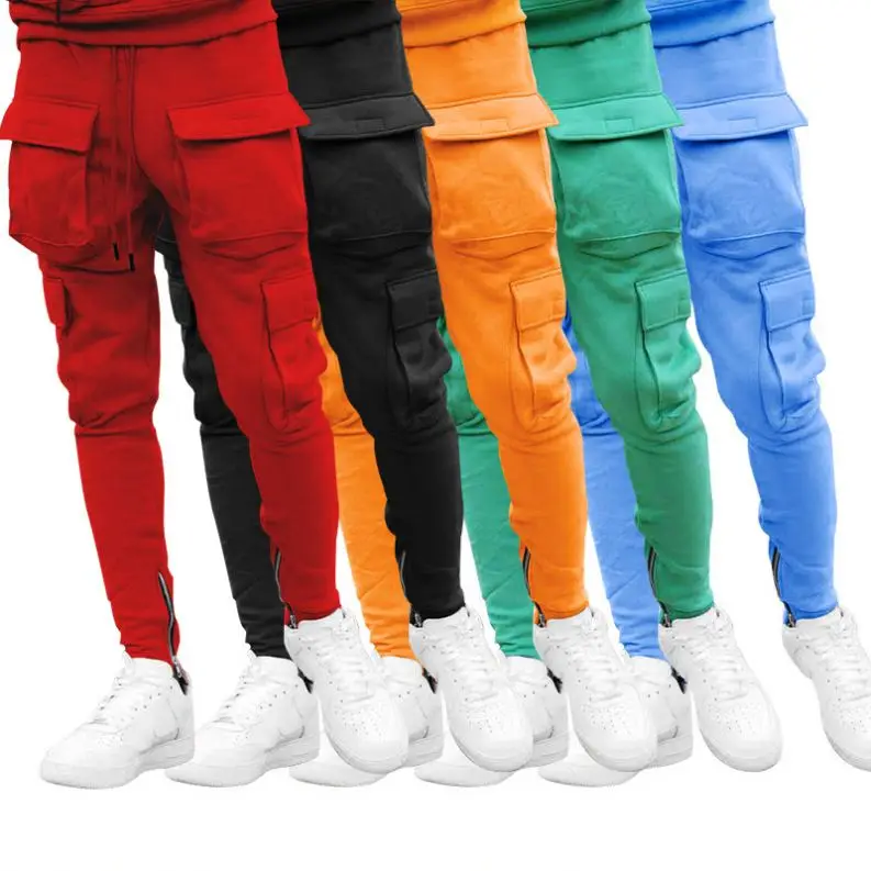 

m-2XL 2021 Fashion Men Elastic Mid Waist Casual Pants Fleece Pleated Stacked Flared Men Jogger Pants