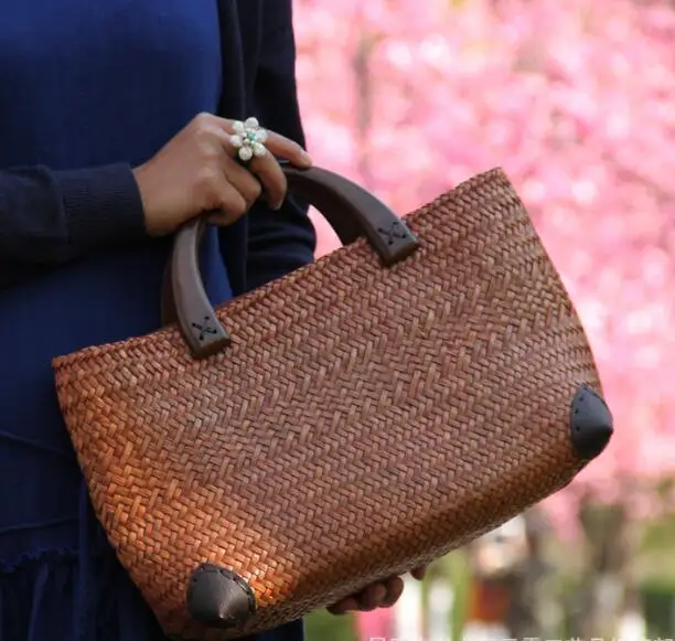 

High Quality Weave Beach Handmade Bamboo Clutch rattan Handbag Ladies Shoulder tote Bag, Customized color