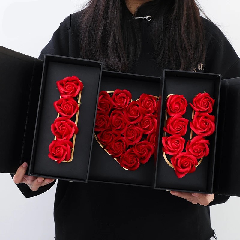 Wholesale Custom Romantic Luxury Flower Box I Love You Shape Valentine's Day Gift Buy Creative