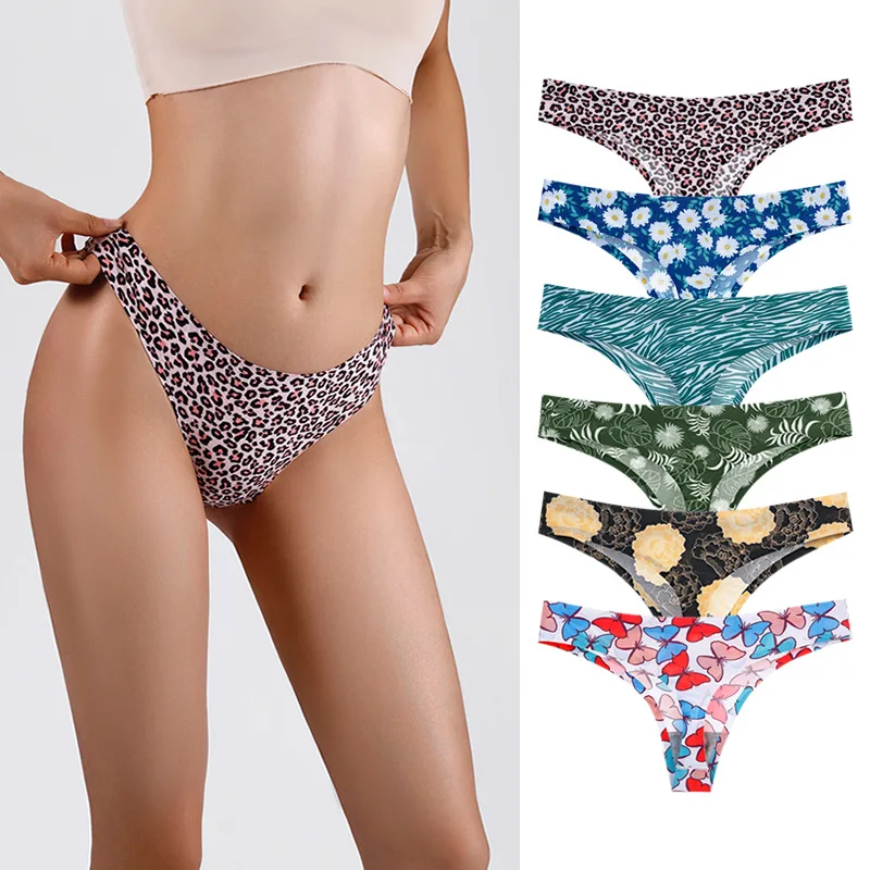 

Aliexpress Popular Designs Women Sexy Low Waist Thong Panty Ladies Printed Plus Size Panties