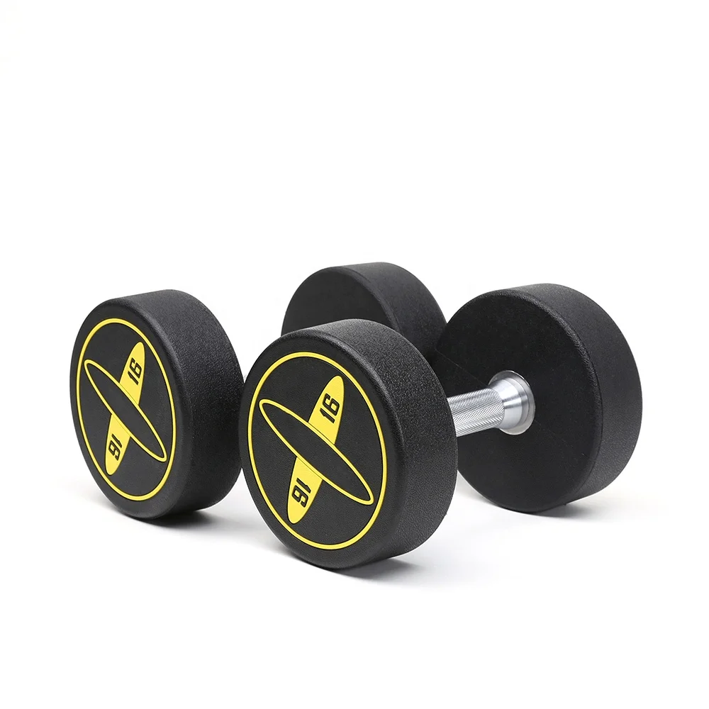 

Custom gym equipment 20 kg chrome PU coated dumbbell, Black+yellow