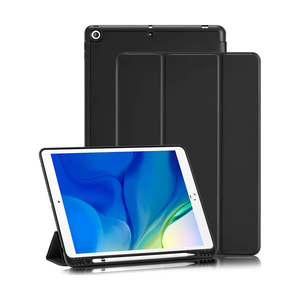 

with Pencil Holder TPU Back Smart Magnetic Stand Protective Cover Cases For iPad 10.2 2020