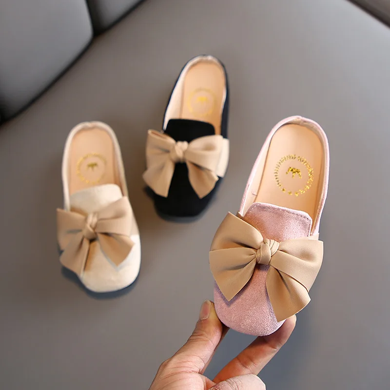 

Sweet Girls Slipper 2021 Spring New Korean Version of Chinese Children's Bow Solid Color Student Soft Sole Slipper