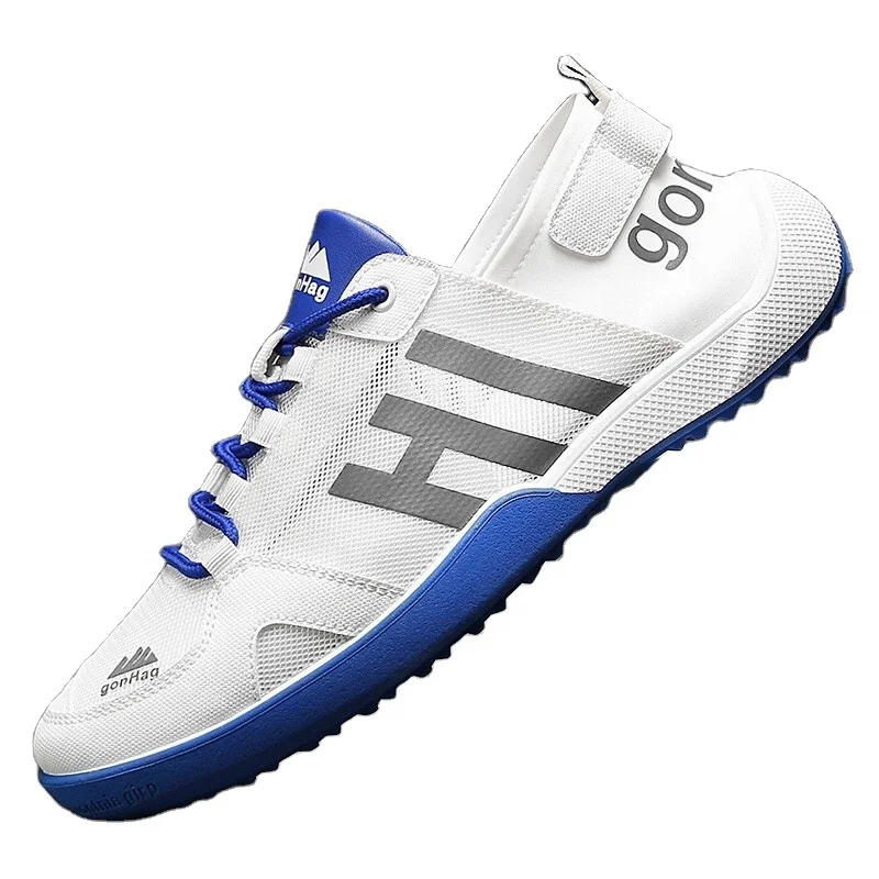 

New design breathable custom mens sneakers sports running badminton shoes, Blue-white, black white, orange white