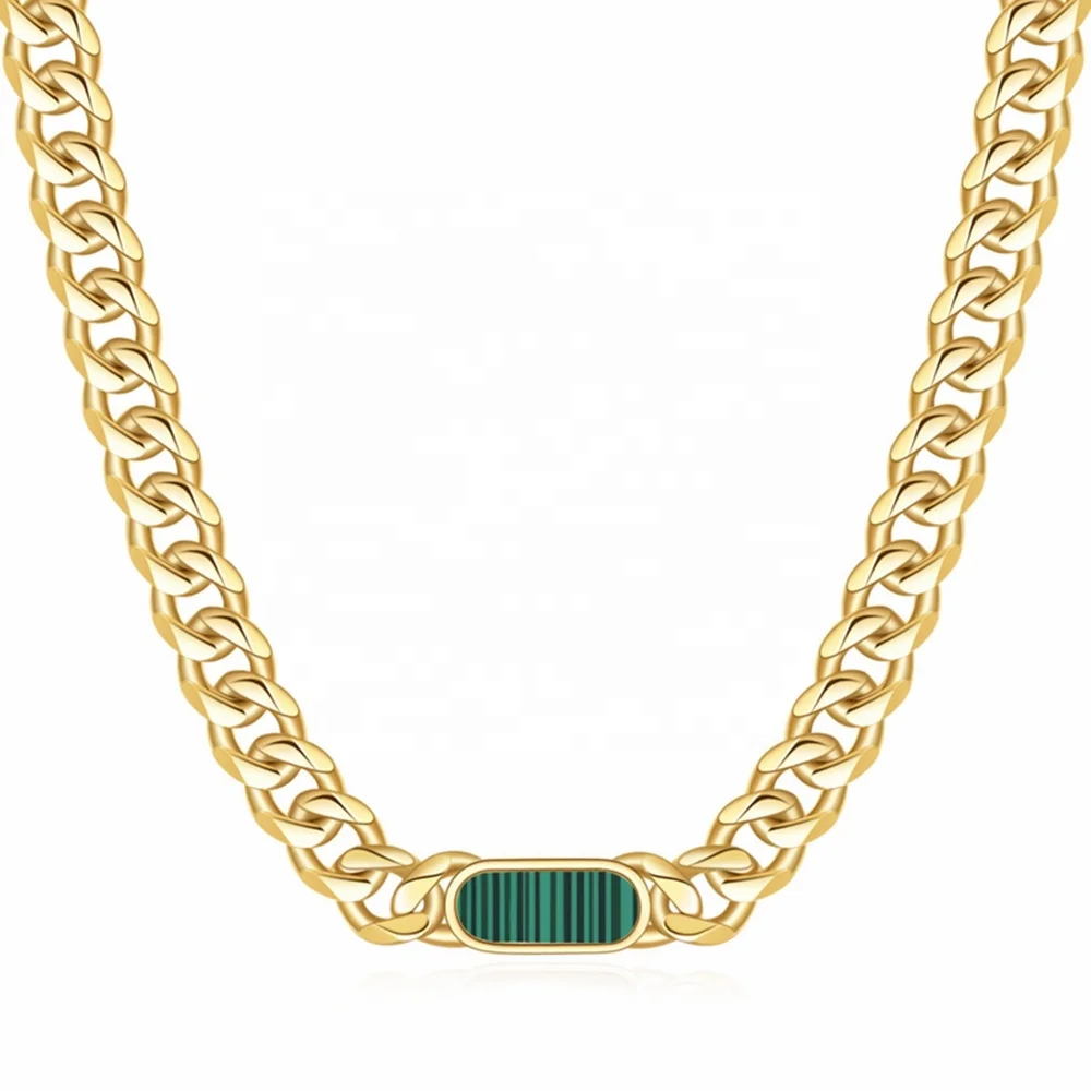 

MECYLIFE Luxury 18K Gold Women Cuban Link Chain Necklace Stainless Steel Natural Shell Necklace