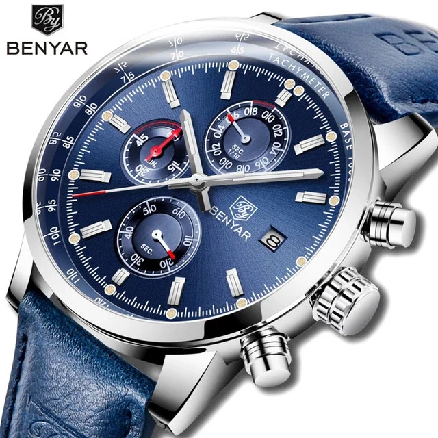 

2020 New BENYAR 5102 Mens WatchesTop Brand Luxury Quartz Watch Men Sport Military Chronograph OEM Wrist Watch Relogio Masculino, Shown