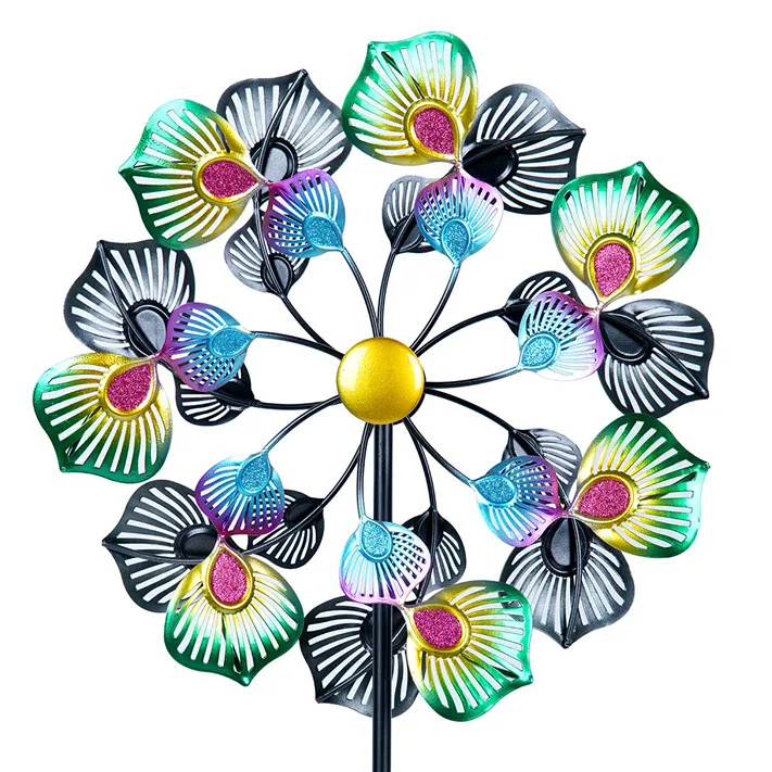 

Hourpark outdoor wind spinners in flower design metal garden decor yard spinners