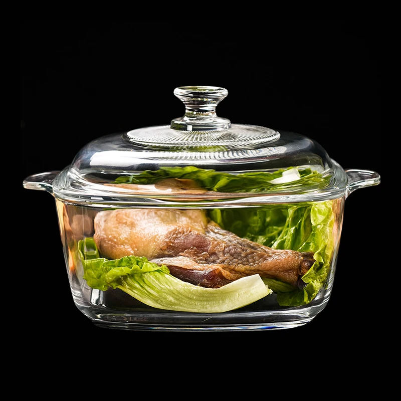 

Kitchen cookwear handles High Quality clear Heat Resistant Cooking Glass boil soup pot