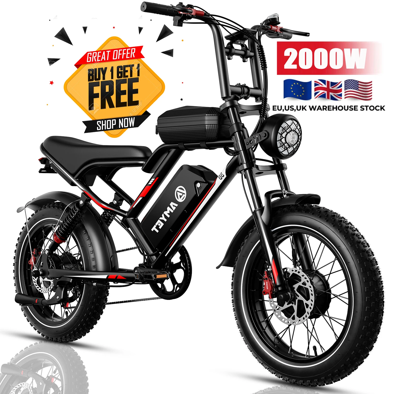 

EU US Netherlands Warehouse Stock E-bike 48v 250W 2000W Electric Bicycle Pedal Assist Legal Bike 20inch Electric Fat Tire Bike
