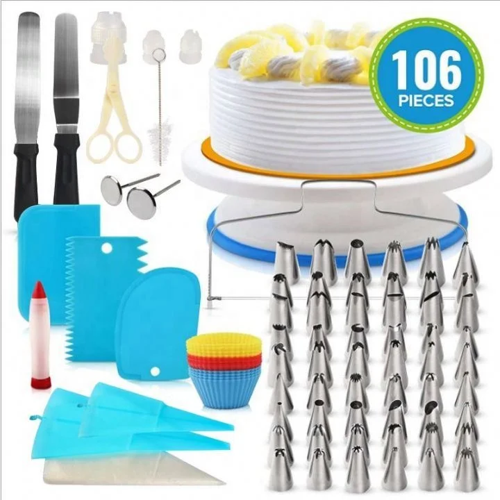 

Wholesale rotating cake decorating supplies kit baking tool turntable stand equipment cake making tools set