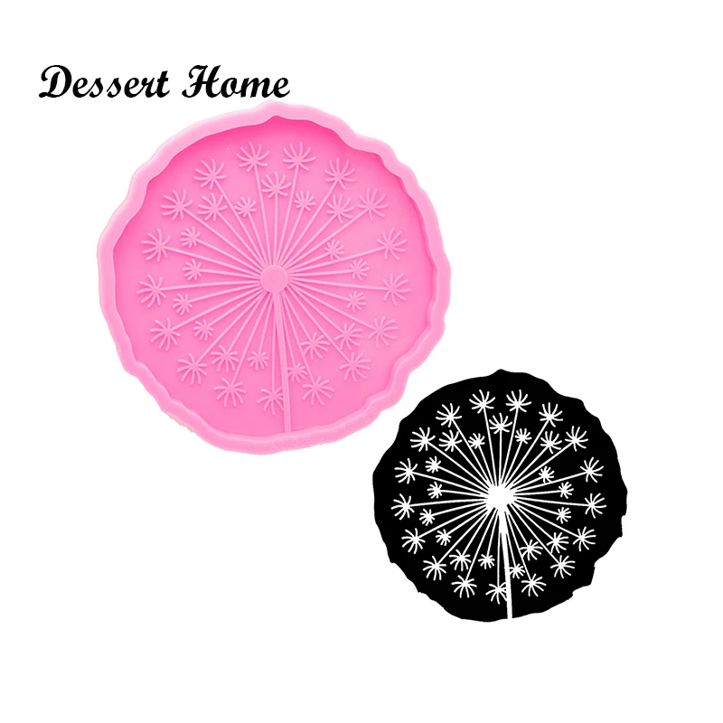 

DY0833 Shiny  Dandelion flower Coaster Silicone Molds, Epoxy Resin Molds, Lotus Coaster DIY Geode Coasters Mould, Pink