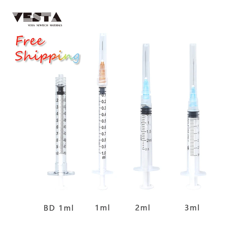 

Free Shipping !!! Tiny4 Manufacturer Luer Lock 1ml 2ml 3ml Syringes Disposable with Mesotherapy Needles Nano Tiny Nanosoft NTCF