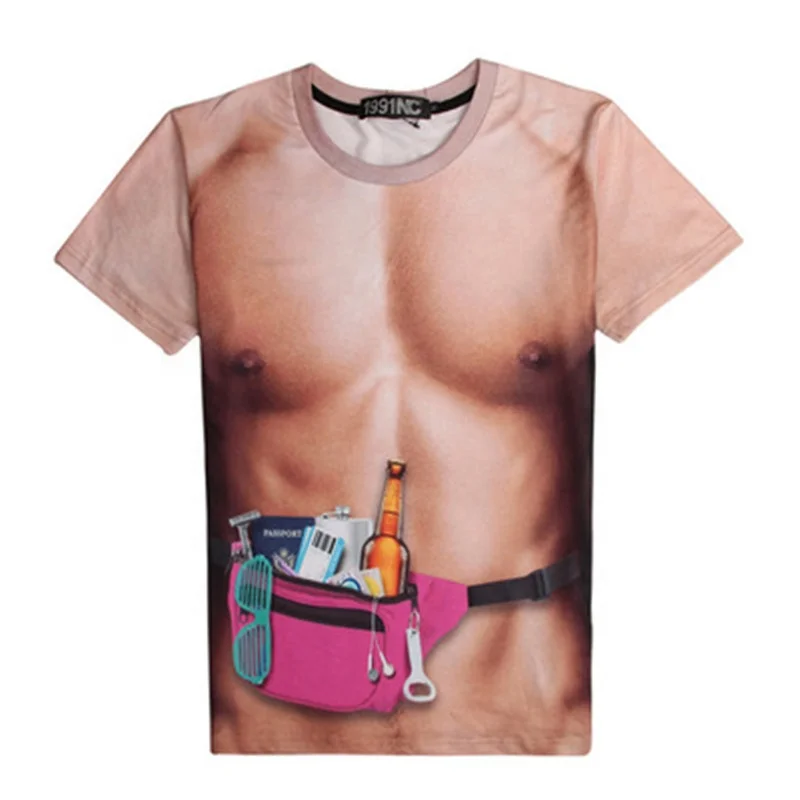 

Creative Beach Muscle Short Sleeve Men's T-shirts, Champagne