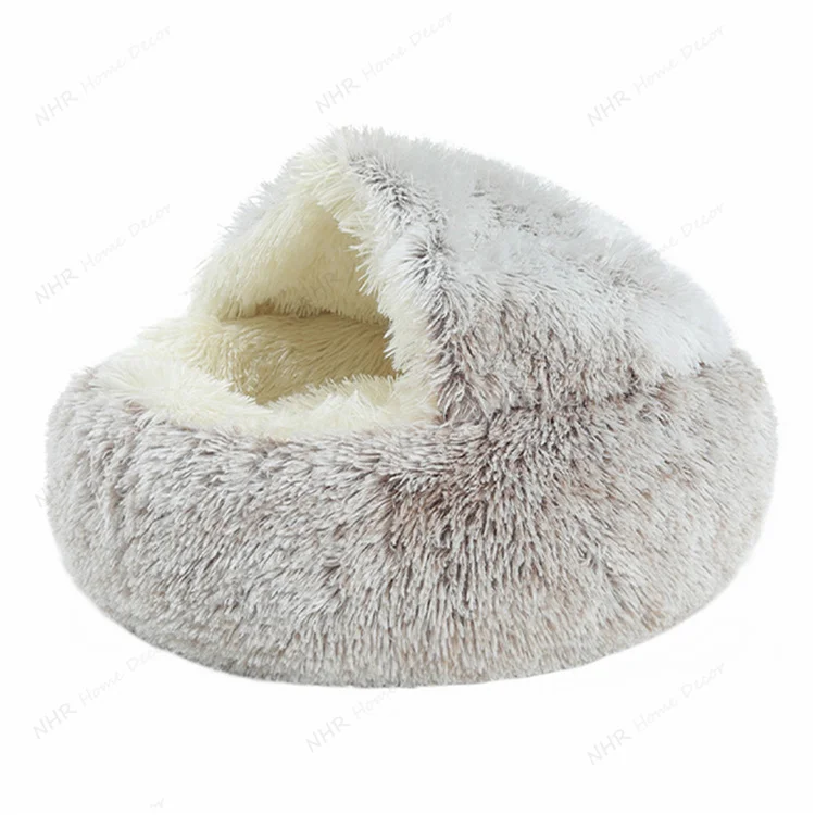

Custom High Quality Washable Soft Cushion Fluffy Washable Plush Round Eco Friendly Sofa Luxury Cat Bed Dog Bed Pet Beds