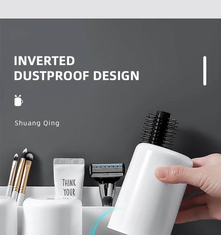 bathroom accessories plastic ABS toothbrush wall  holder  home organization toothpaste dispenser  with suction 3 cups  toilet