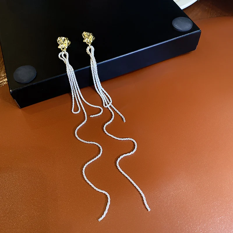 

fashion trendy 2021 metal long earrings gold plated