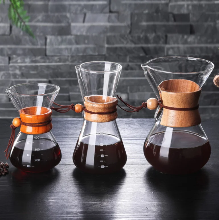 

XINAO handmade coffee sharing pots Chemex with filter and coffee cups, Clear