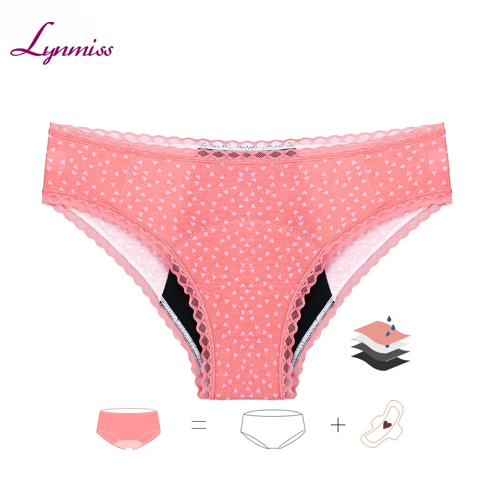 

LYNMISS 2021 Teens organic cotton panty for period undies calzones mujer Lovely 4 layers leakproof menstrual underwear panties