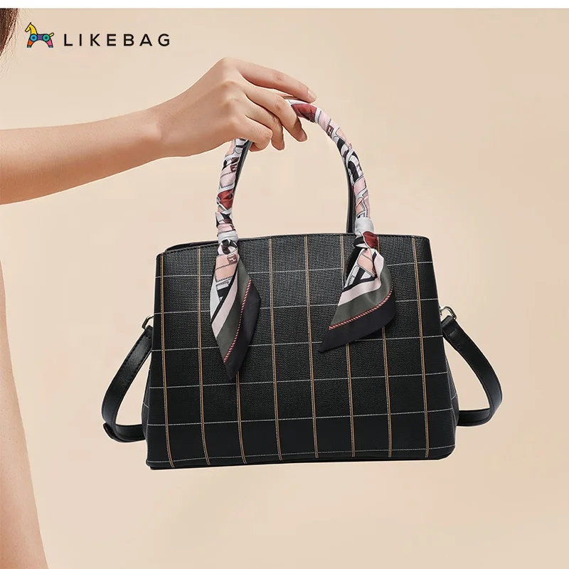 

LIKEBAG high quality pu leather women luxury Shoulder messenger ladies fashion Shoulder messenger Bag with Silk scarf decoration