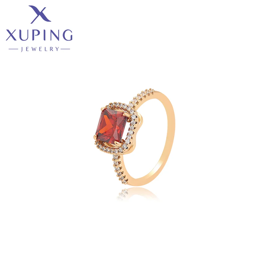 

X000706926 Xuping Jewelry Exquisite Fashion Simple Jewelry Copper Rings Charm Gemstone 18K Gold Color Elegant Zircon Women Rings