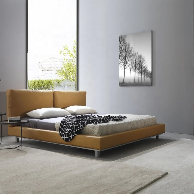 Dubai Design Metal Legs Bed Saudi Arabia High Headboard Pu Leather Bed