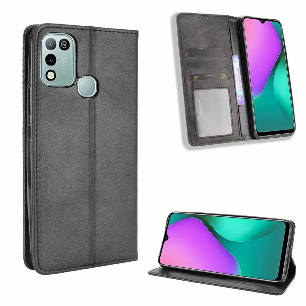 

Retro Flip Wallet Leather Case Cover For Infinix Hot 10 Play/ X688, As pictures