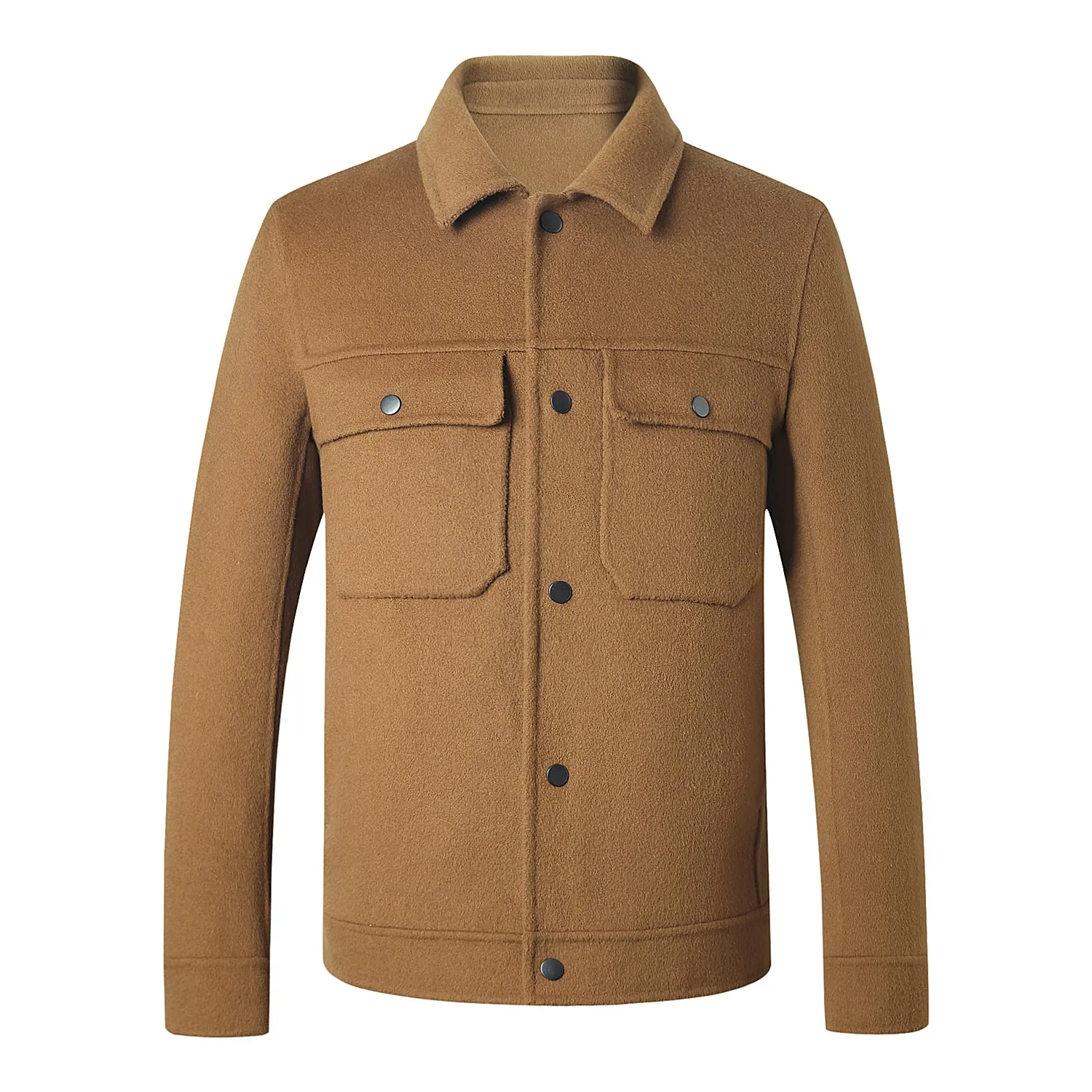 

Autumn Casual Short Blend Coat Solid Color Simple Style Baggy Wool Coat Men's Cashmere Overcoat