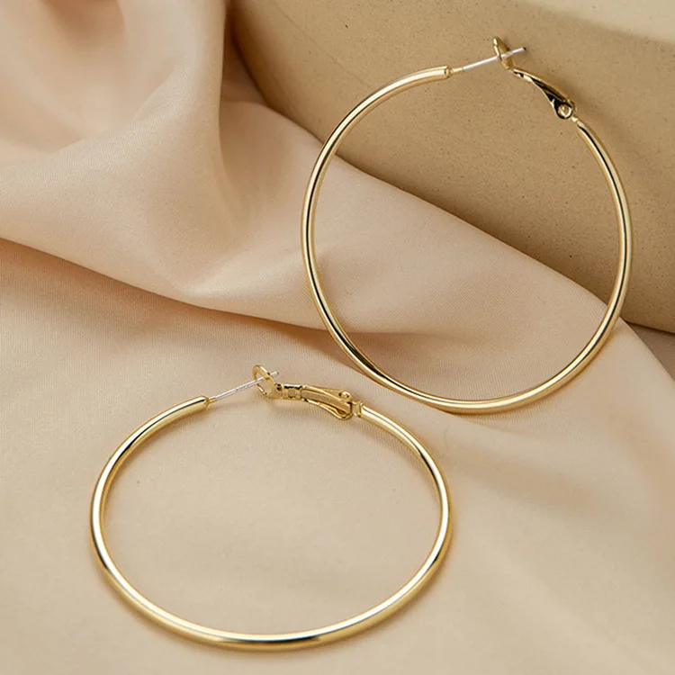 

JuHu S925 Silver Needle Circle European And American Personality Round Earrings, Silver needle -741