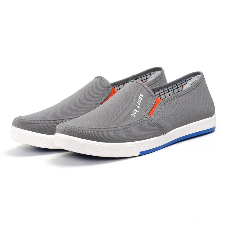 

New Design Custom Pattern Black Gray Canvas Shoes Slip On Men Casual Shoe, 3 colors