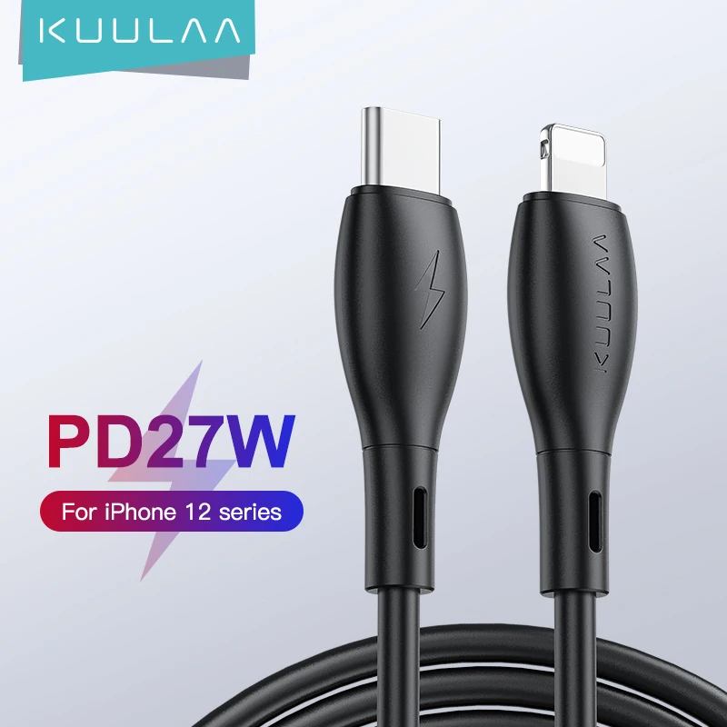 

KUULAA PD 27W Fast Charger Data USB C to Light-ning Cable for iPhone 13 12 11 Pro Max 8 7 6 Plus for Macbook iPad, Black/white