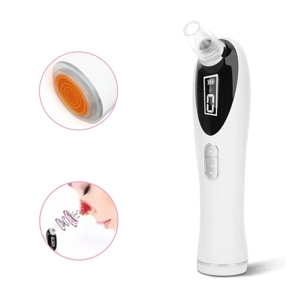 

Professional Steam Blackhead Remover Warm Vacuum Blackhead Remover With Microscope Deeply Clean Replaceable Working Heads, White