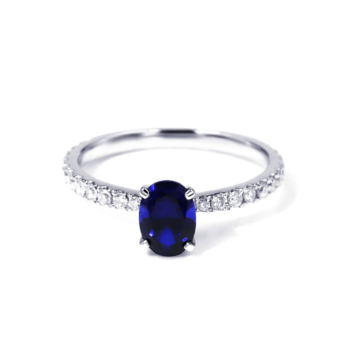 

Tianyu gems fashion 5x7mm oval shape blue corundum moissanite 14k white gold solid gold women jewelry wedding engagement ring