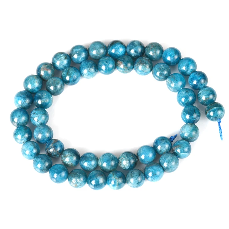 

Natural Blue Apatite Bead Round Loose Stone Beads for Jewelry Making Diy Bracelet 15'' Strand