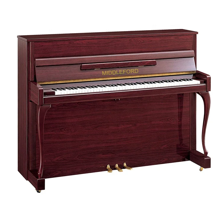 

hot sale 88 key solid wood bent legs upright piano from China