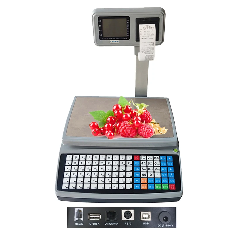 

2023 New Arrival Cash Register LCD Scale 30 kg Bar code Food Scale Label Electronic Digital Scale For Supermarket