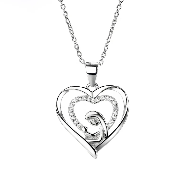 

925 Sterling Silver Mother's Pendant Necklace for elegant mother's Day gift jewelry family