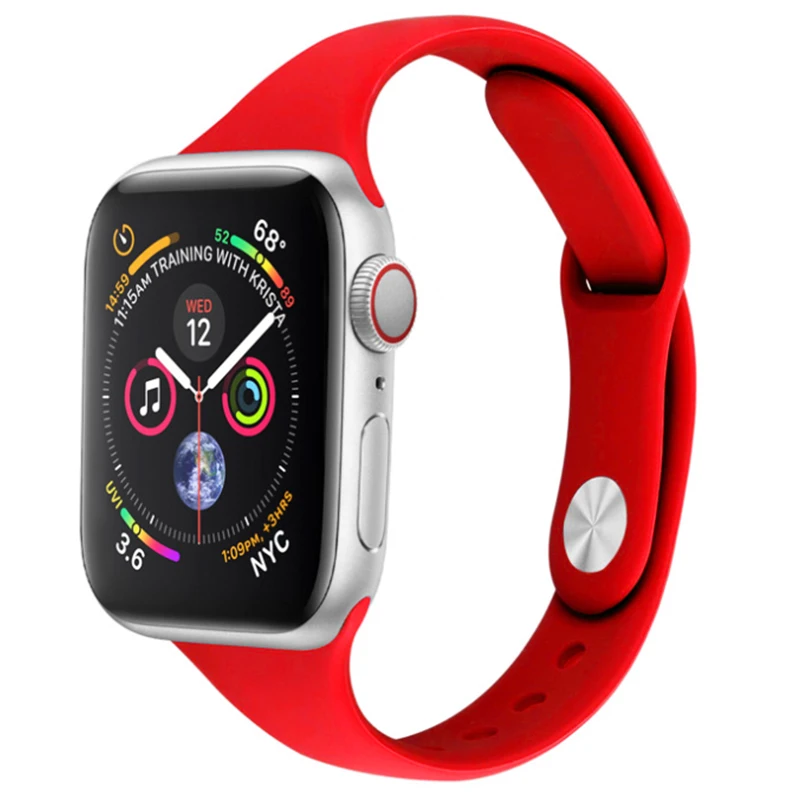 

Chinber Single Buckle Multicolor Rubber Watchband Slim Silicone Band For Apple Watch 5 4, 27 colors