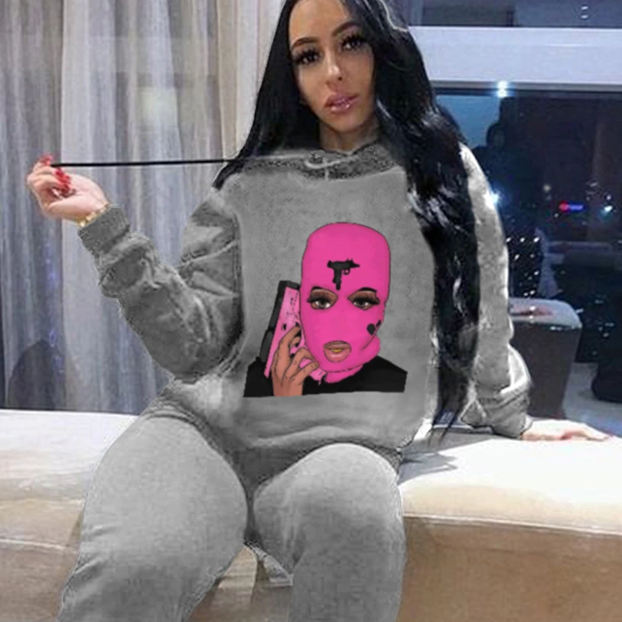 

Stylish graphic printed boohoo woman tracksuit Ladies Cotton Lounge Wear Two Pieces Soft Lounge wear Set