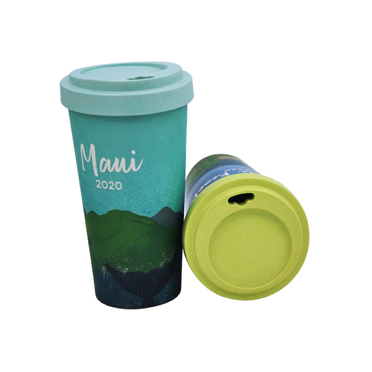 

700ML Reusable Biodegradable Bamboo Coffee Cup Natural Plant Fiber Mug Custom, As picture