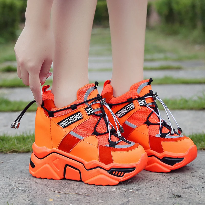 

New Fashion Autumn Mixed Colors Women Sneakers Breathable Shoes Designer Chunky Sneakers Dad Casual High Heel women Shoes