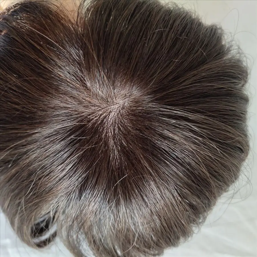 

Qingdao High Quality Short Hair Women Toupee Silk Top Toupee On Stock, Grey hair color