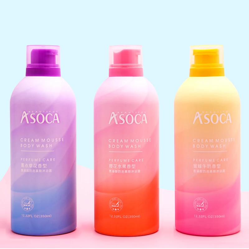 

Wholesale Amino acid Mousse foam shower gel moisturizing and hydrating Cherry blossom lavender bubble bath