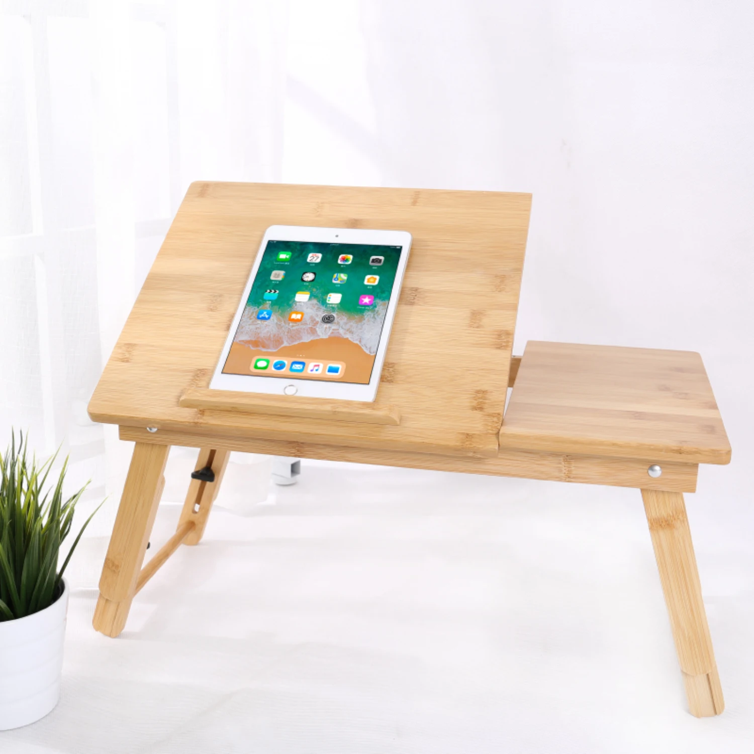 

BAMBKIN Multifunctional Bamboo Laptop Table Stand Breakfast Serving Bed Tray, Natural