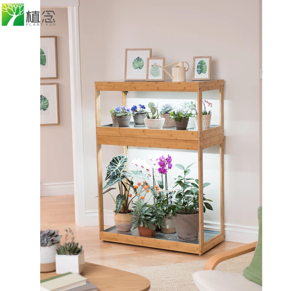 

Factory direct sale Bamboo Display LED plant Grow Light for indoor Garden