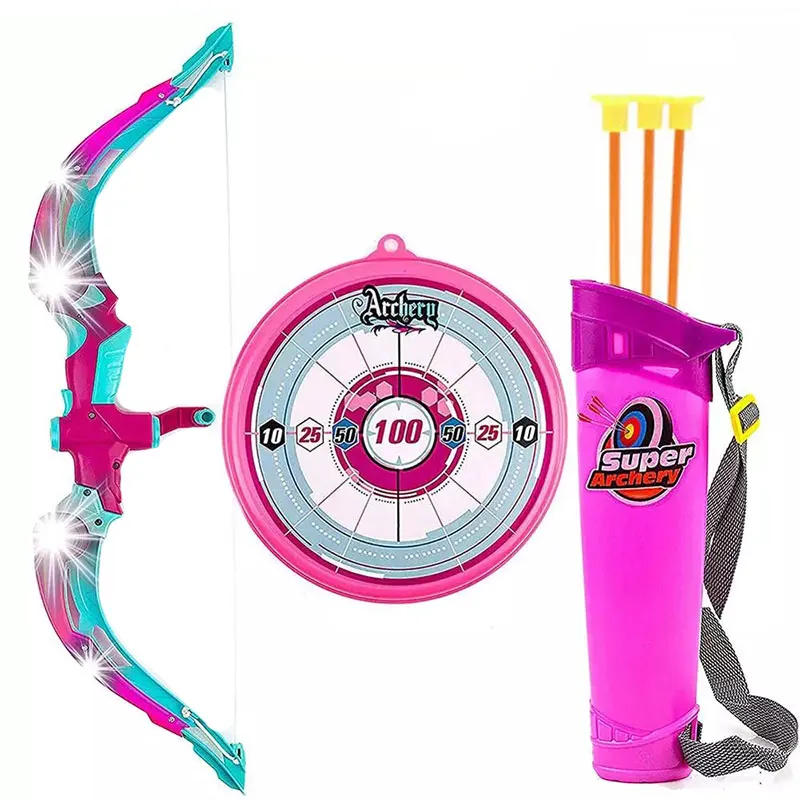 

Bow Arrow for Kids with Led Flash Lights Archery Set 3 Suction Cups Arrows Outdoor Toys for Children 3-12 years old