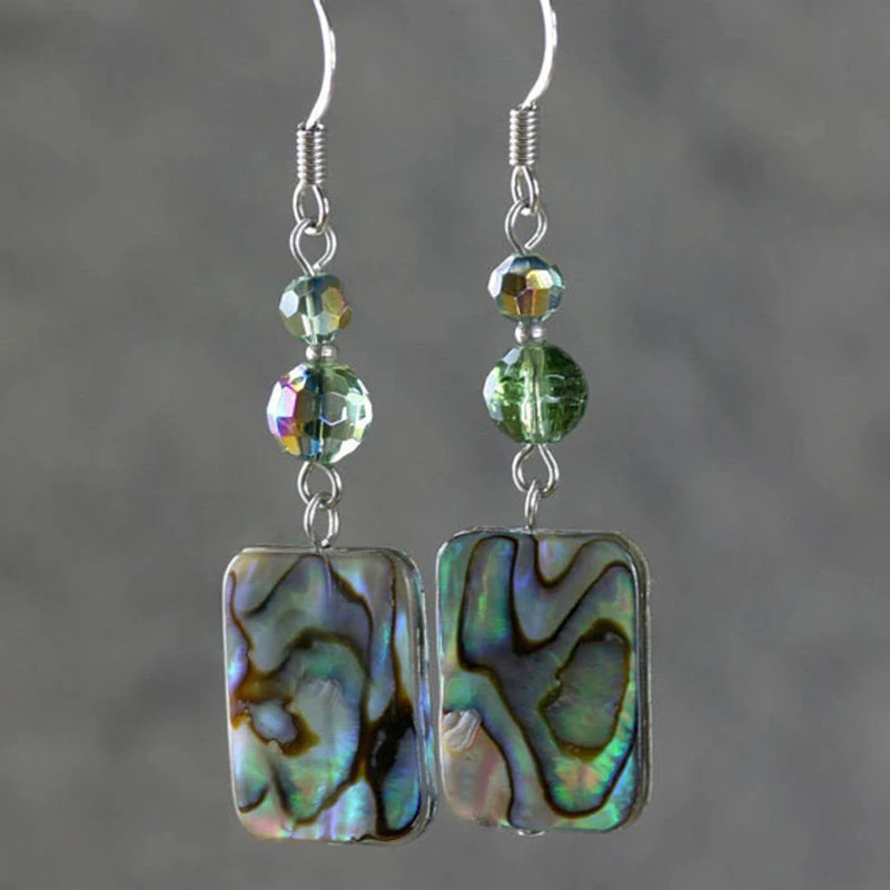 

Unique Design Abalone Shell Fish Hook Earrings Bohemian Beach Holiday Style Acrylic Abalone Drop Earrings for Women, As the pictures