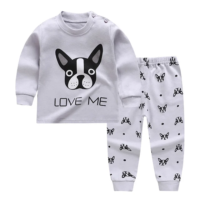 

Spring Autumn baby 100%cotton long sleeves clothes boy girl pajamas 2pcs sets outwear baby pyjamas nightclothes, As picture