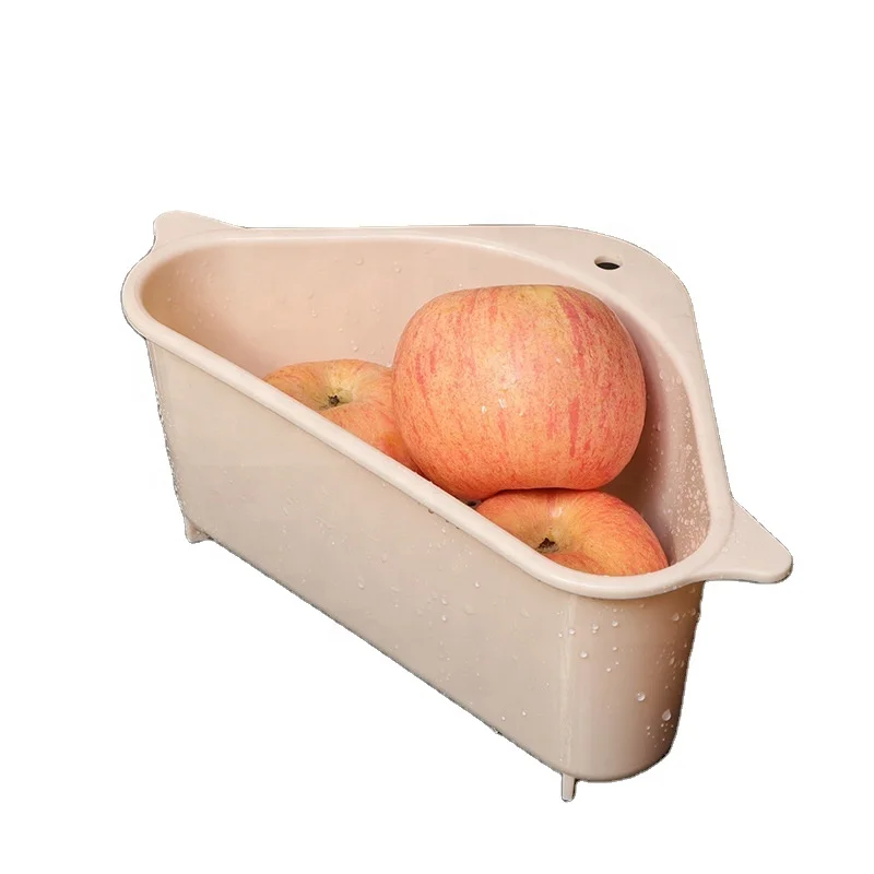 

Kitchen Sink Triangle With Sucker Drain Storage Basket Plastic Storage Vegetables And Fruits Basket